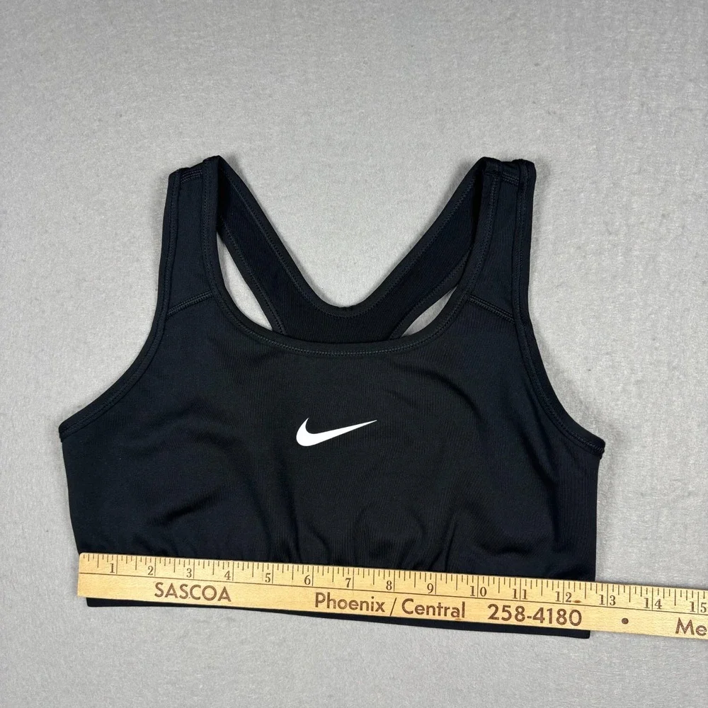 Nike Pro Girls Trophy Sports Bra Black White Swoosh Kids Size XL BV1435-010